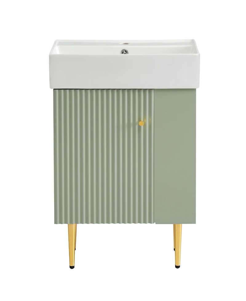 Streamdale Green Vanity Cabinet with Sink, Right-Side Storage