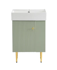 Streamdale Green Vanity Cabinet with Sink, Right-Side Storage
