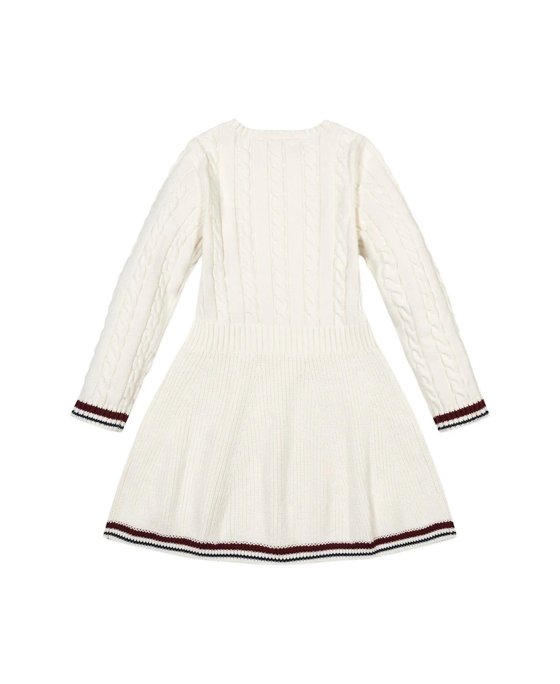 Hope & Henry Baby Girls Organic Long Sleeve Schoolgirl Cable Sweater Dress