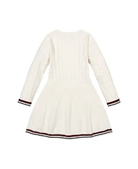 Hope & Henry Baby Girls Organic Long Sleeve Schoolgirl Cable Sweater Dress