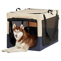 Streamdale Adjustable Dog Crate Fabric Cover Iron Pipe 3 Door Travel Crate