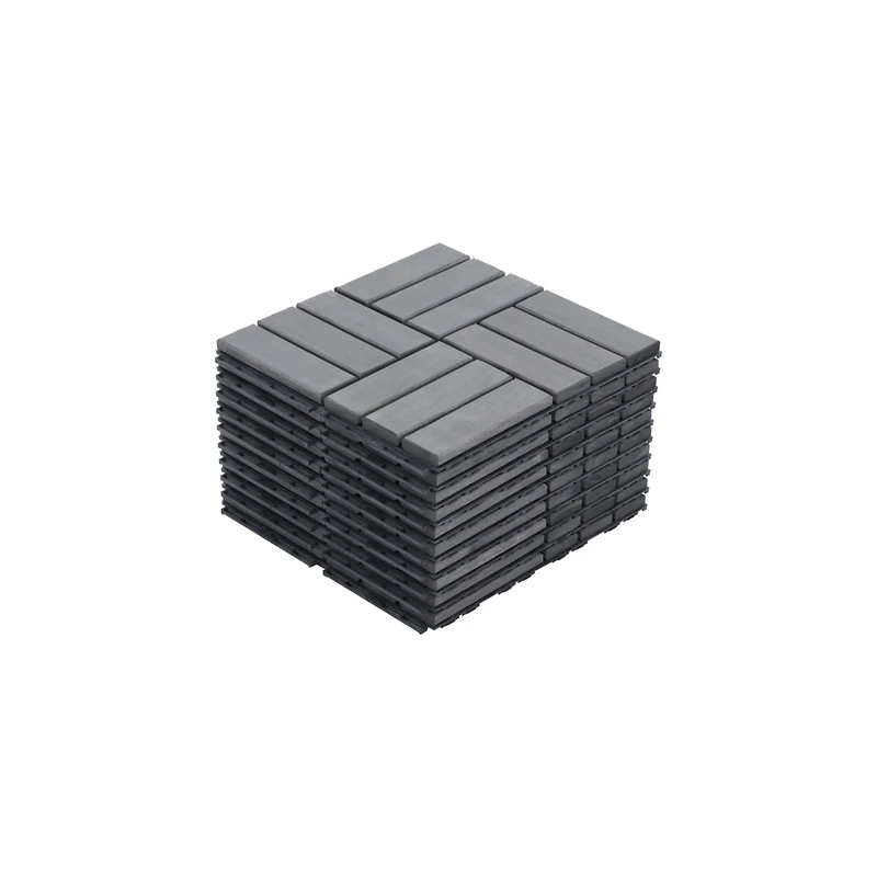 Streamdale Acacia Hardwoods Deck Tiles, 12" x 12", Light Gray
