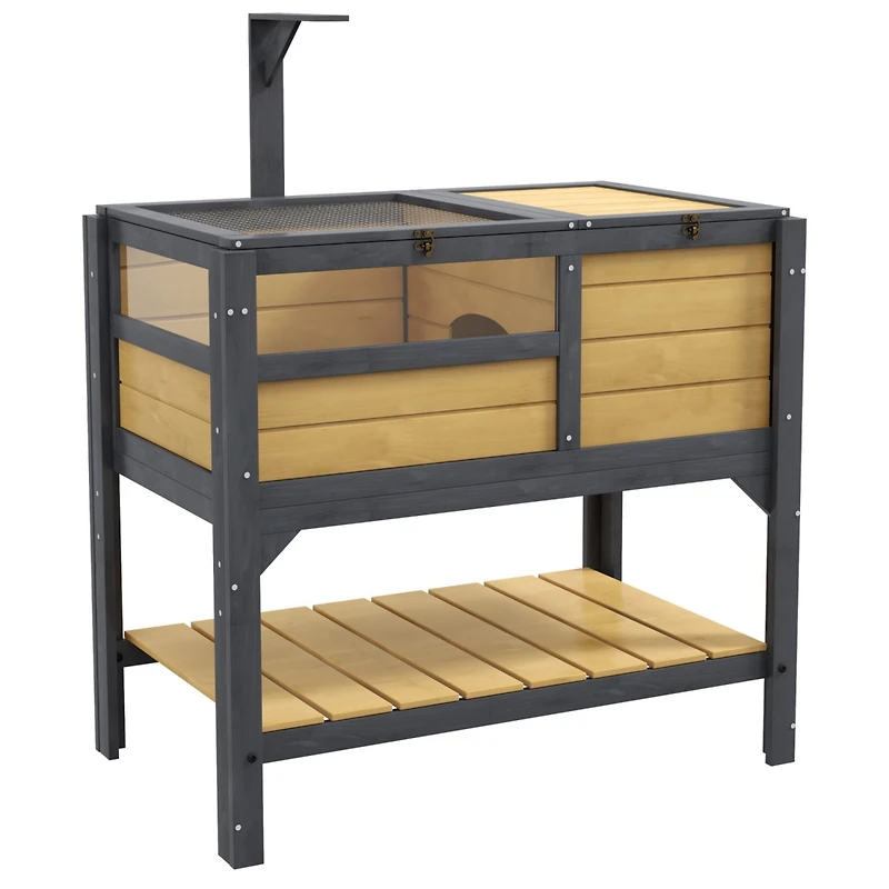 Streamdale Furniture Tortoise Habitat with Shelf Storage, Tortoise Enclosure with Weather Protection, Tortoise Gift Accessory, Reptile Enclosure with