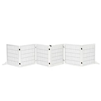 Wooden Dog Gate, 170" Freestanding Pet Gate, 6-Panel Foldable Dog Safety Barrier with 2 Support Feet for House Doorway Stairs, Small and Medium D