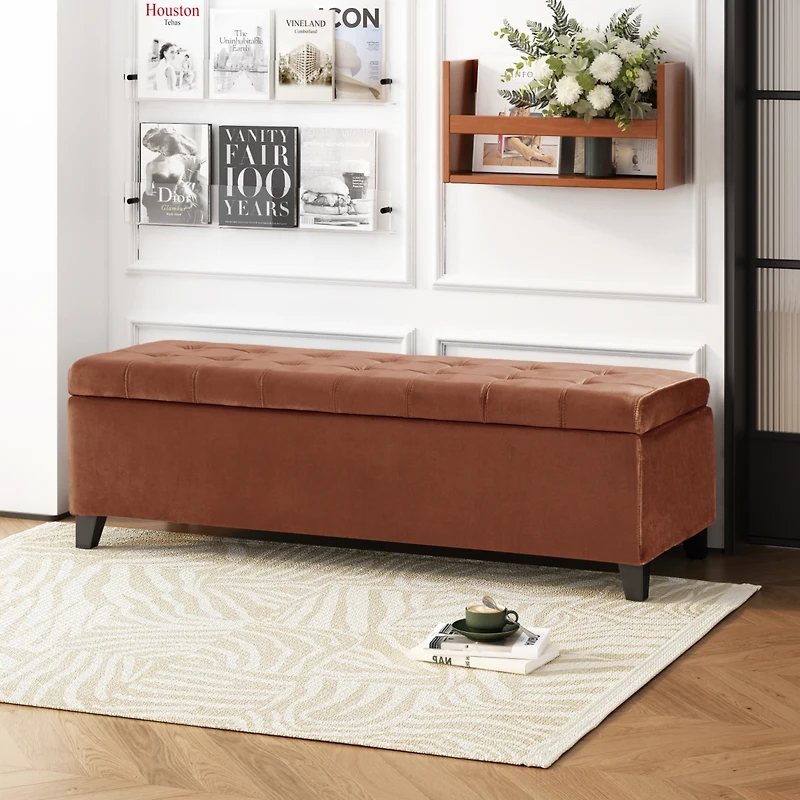 Streamdale Luxurious Velvet Ottoman with Lift-Top Storage and Button-Tufted Style