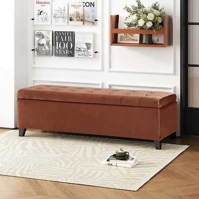 Streamdale Luxurious Velvet Ottoman with Lift-Top Storage and Button-Tufted Style