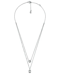 Michael Kors Sterling Silver Halo Double Layer Necklace