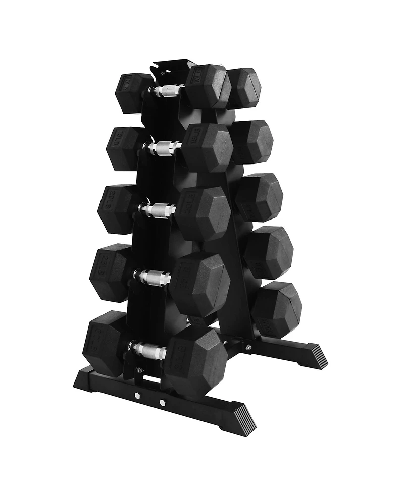 BalanceFrom Fitness BalanceFrom Signature Alloy Steel 200 lb Rubber Encased Hex Dumbbell Set, Black