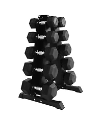 BalanceFrom Fitness BalanceFrom Signature Alloy Steel 200 lb Rubber Encased Hex Dumbbell Set, Black