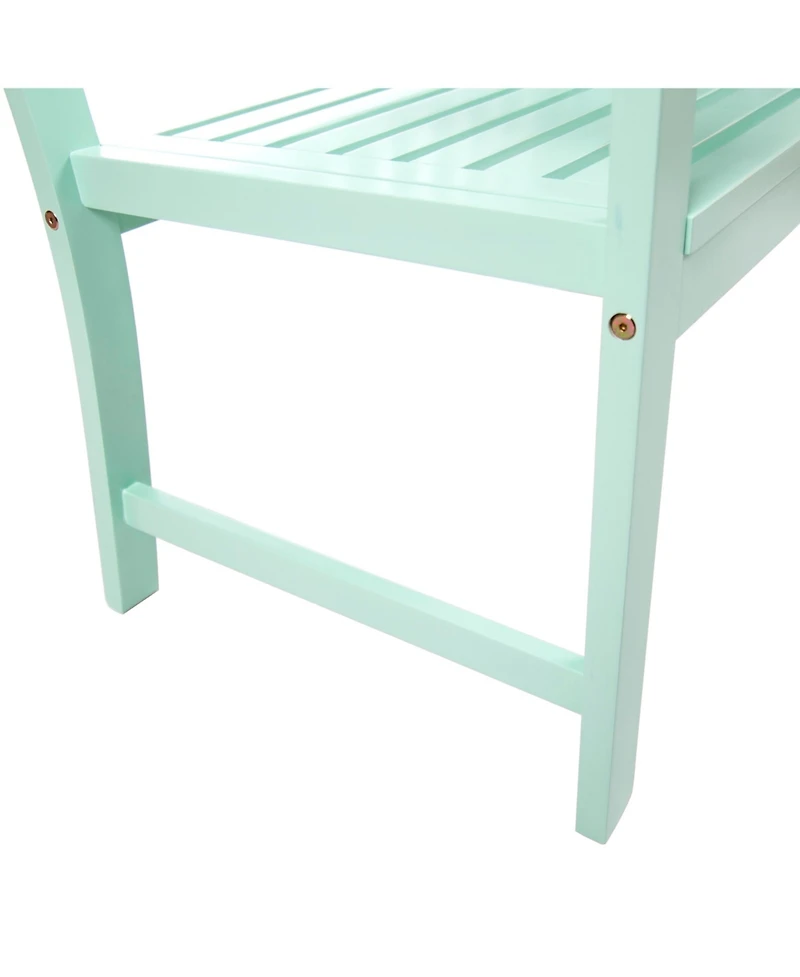 Farmhouse-Style Acacia Wood Bench In Light Mint
