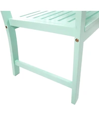 Farmhouse-Style Acacia Wood Bench In Light Mint