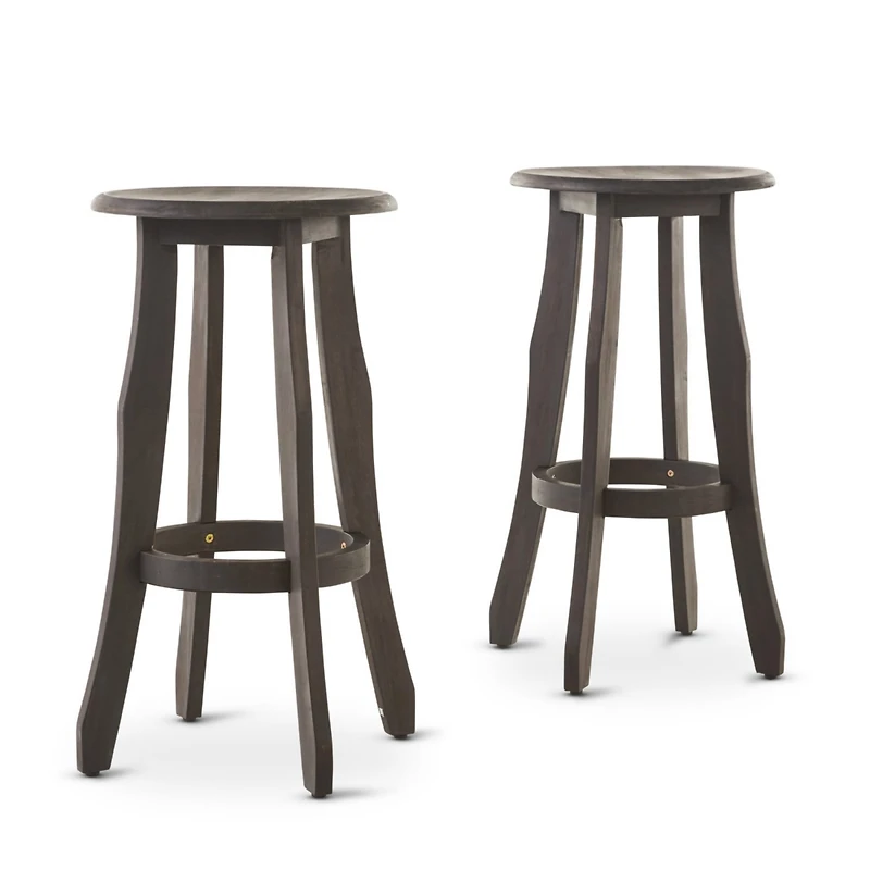 Simplie Fun Elegant Acacia Wood Barstools: Durable, Comfortable, And Perfect For Outdoor Spaces (Set Of 2)