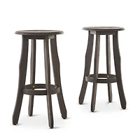 Simplie Fun Elegant Acacia Wood Barstools: Durable, Comfortable, And Perfect For Outdoor Spaces (Set Of 2)
