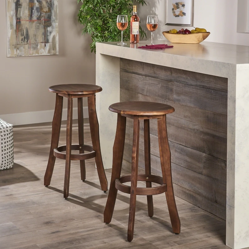 Streamdale Acacia Wood Barstools Stylish, Durable, Outdoor-Ready (Set Of 2)