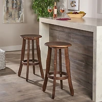 Streamdale Acacia Wood Barstools Stylish, Durable, Outdoor-Ready (Set Of 2)