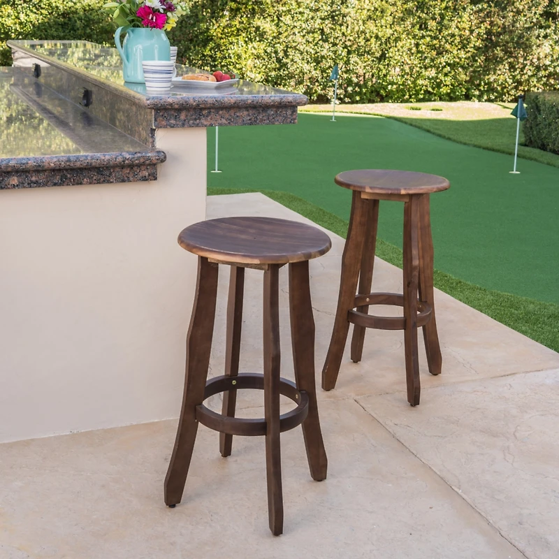 Streamdale Acacia Wood Barstools Stylish, Durable, Outdoor-Ready (Set Of 2)