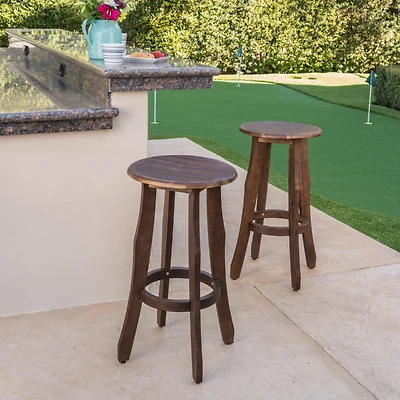 Streamdale Acacia Wood Barstools Stylish, Durable, Outdoor-Ready (Set Of 2)