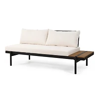 Theo 2-Seater Sofa: Acacia Wood, Water-Resistant Cushions, Iron Frame
