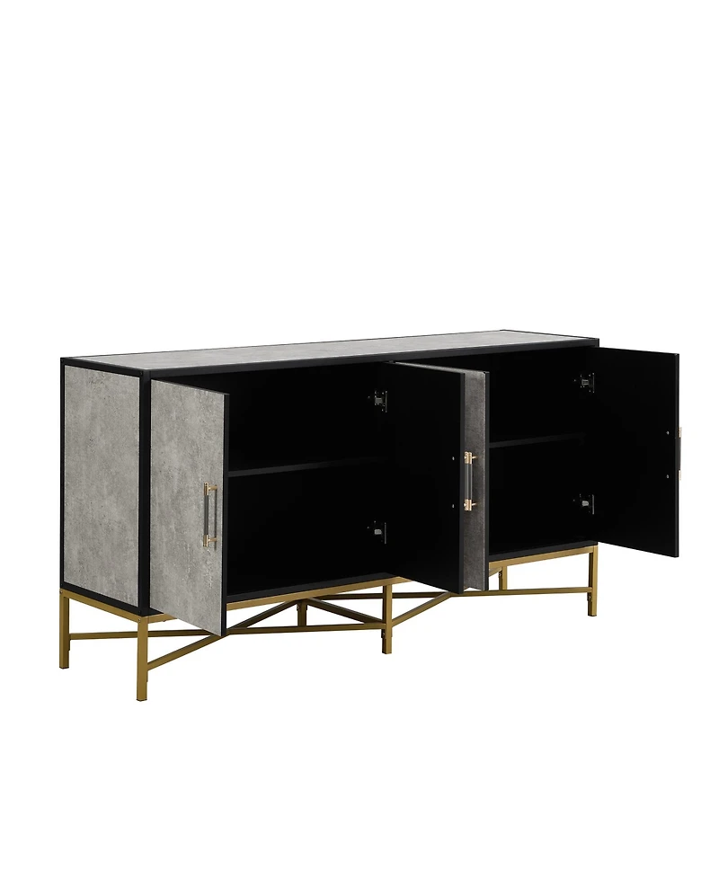 Streamdale Metal & Wood Sideboard with Cross-Leg Design