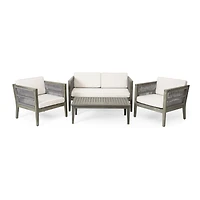 Streamdale 4-Piece Acacia Wood Patio Set with Cushions
