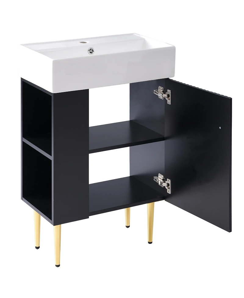 Streamdale 21.6" Black Vanity with Sink and Left Storage