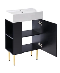 Streamdale 21.6" Black Vanity with Sink and Left Storage