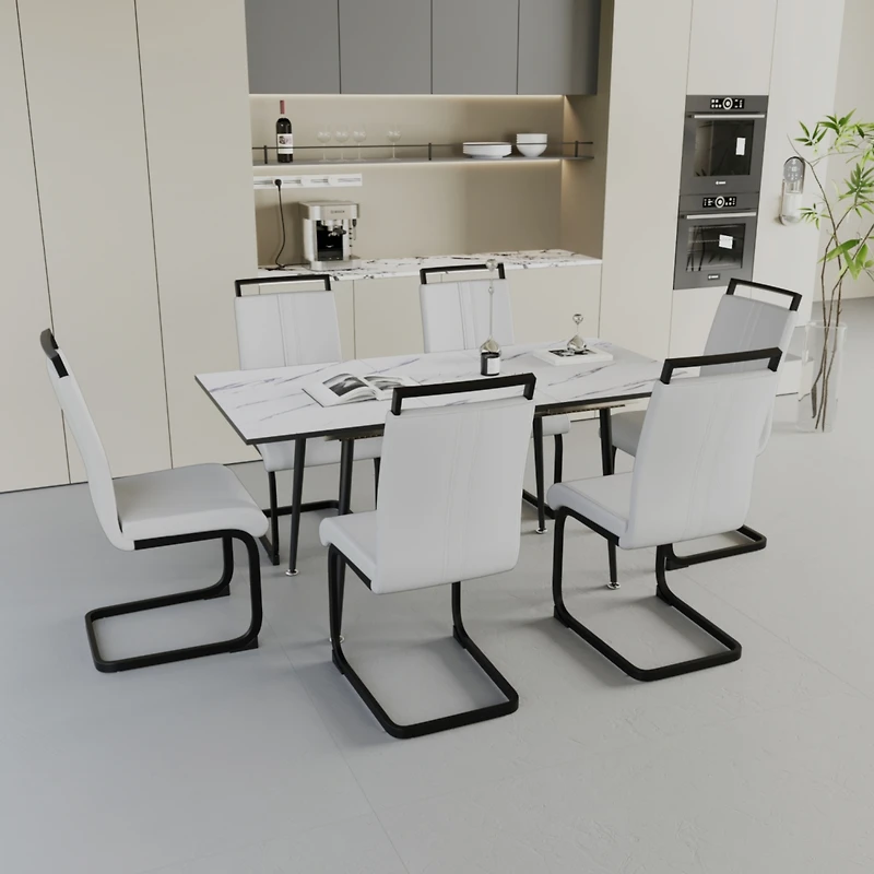 Streamdale Expandable Dining Table Set Table and Cushioned Chairs