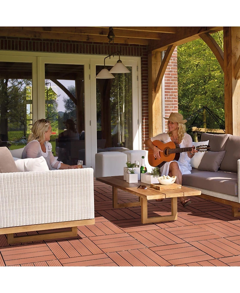 Streamdale Furniture Interlocking Deck Tiles, 11.8", 44-Pack, Waterproof Outdoor Flooring