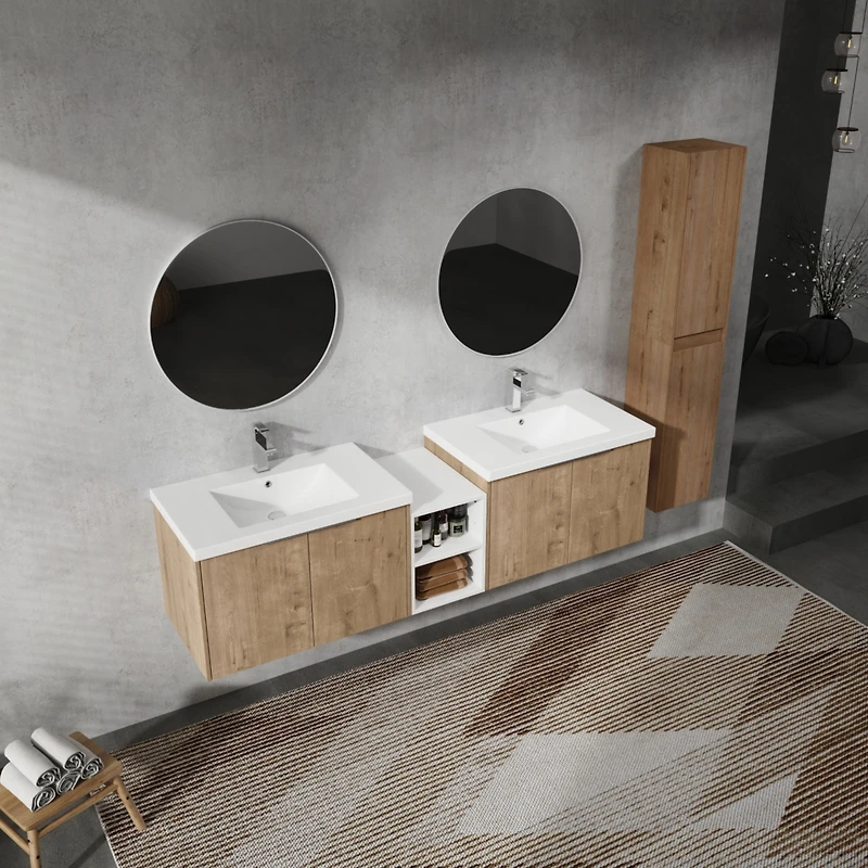 Streamdale 72" Wall-Mounted Vanity with Sink and Cabinet