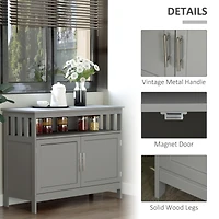 Sideboard Buffet Cabinet, Modern Kitchen Cabinet, Coffee Bar Cabinet with 2-Level Shelf and Open Compartment, Grey