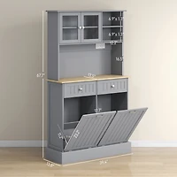 Versatile Kitchen Pantry with Charging Station, Tilt-Out Trash, Microwave Stand, Adjustable Shelves