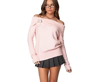 Edikted Women's Marilyn Buckled Off Shoulder Sweater