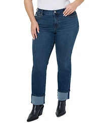 Seven7 Plus Mid Rise Straight Leg Jeans with High Cuff