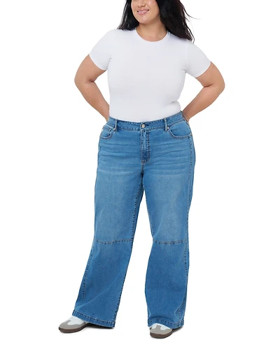Seven7 Plus Size High Rise Wide Leg Jeans