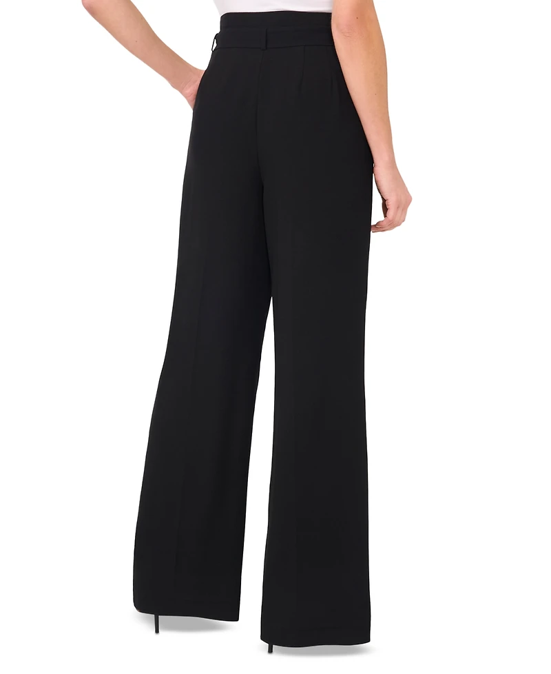 CeCe Women's Belted High Rise Wide-Leg Trousers