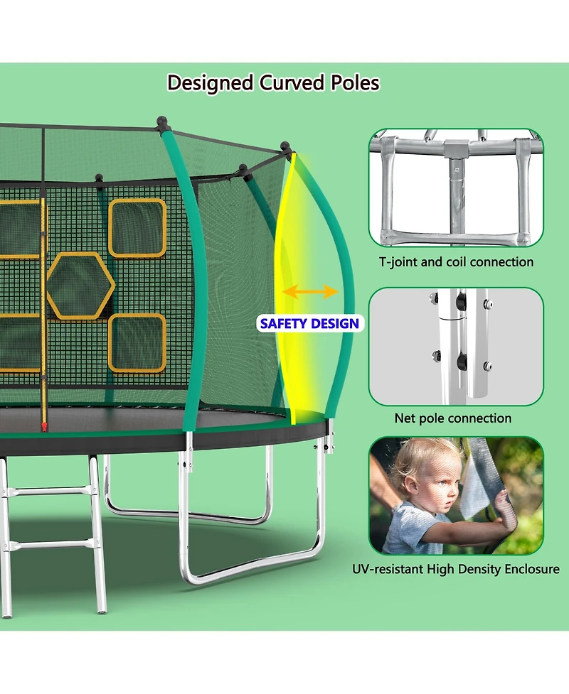 Streamdale Furniture 14FT Trampoline with Enclosure - Recreational Trampolines with Ladder, Astm Approval Outdoor Trampoline for Kids