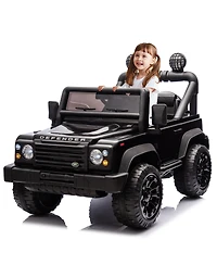 Streamdale Furniture Licensed 2015 Land Rover Defender 90,24V Kids Ride On Xxl Car W/Parents Control,2wd, Four-wheel suspension, Bluetooth, MP3,Music,