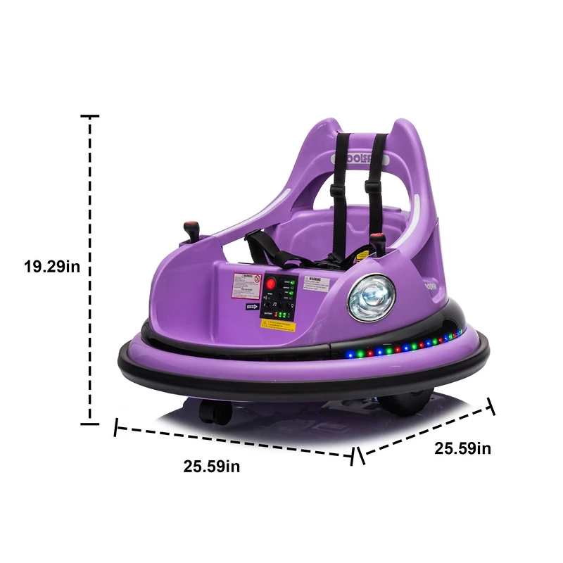 Streamdale Electric Ride-On Bumper Car with Remote, Led Lights, & Spin