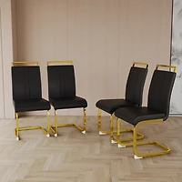 Streamdale Modern Faux Leather Dining Chairs with Golden Metal Legs (Set of 4)