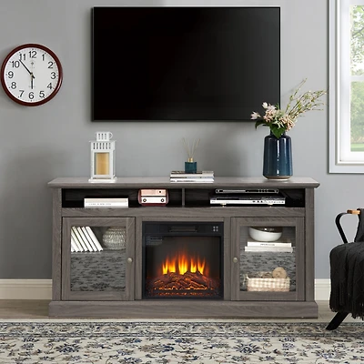 Streamdale Contemporary Tv Console with Fireplace (60"W)