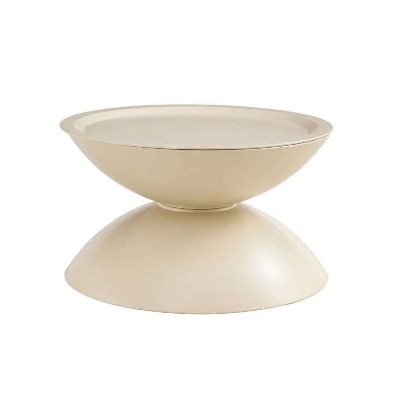 Streamdale Furniture Milk White coffee round tables with Storge Movable Table Top Multifunctional End Side Table