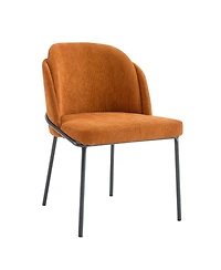 Simplie Fun Modern Dining Chairs Set of 2 with Curved High Back, Brown Fabric Seats, Black Iron Legs