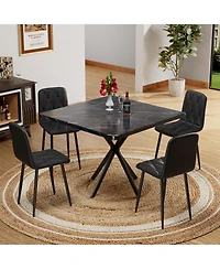 Streamdale Furniture Dining Chairs Set of 4, Modern Kitchen Dining Room Chairs, Pu Dining Chair Upholstered Cushion Seat and Sturdy Metal Legs