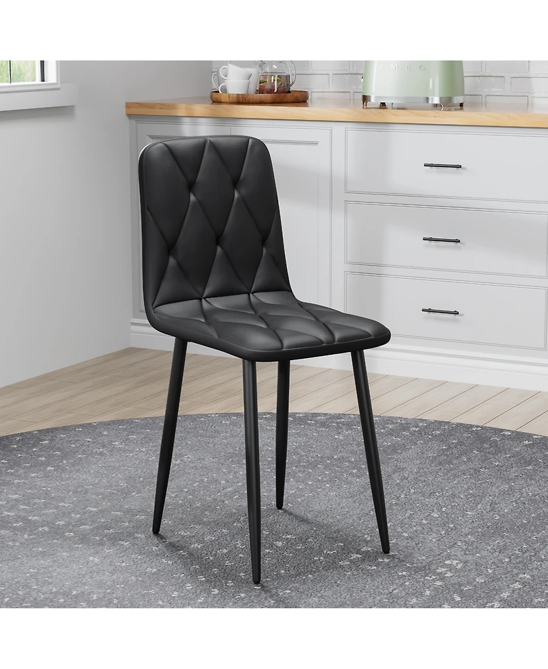 Streamdale Furniture Dining Chairs Set of 4, Modern Kitchen Dining Room Chairs, Pu Dining Chair Upholstered Cushion Seat and Sturdy Metal Legs