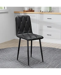 Streamdale Furniture Dining Chairs Set of 4, Modern Kitchen Dining Room Chairs, Pu Dining Chair Upholstered Cushion Seat and Sturdy Metal Legs