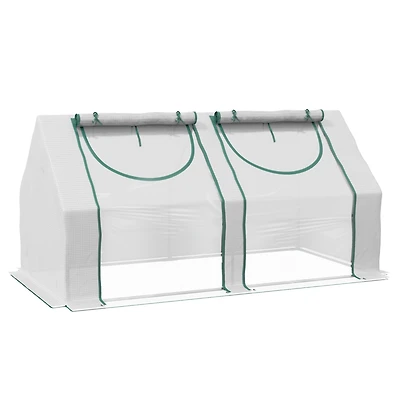 6' x 3' x 3' Portable Greenhouse, Garden Green House with 2 Pe/Plastic Covers, Steel Frame and 2 Roll Up Windows, Clear