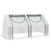 6' x 3' x 3' Portable Greenhouse, Garden Green House with 2 Pe/Plastic Covers, Steel Frame and 2 Roll Up Windows, Clear