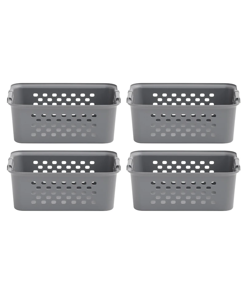Iris Usa Medium Organizer Storage Basket, Gray, Pack of 4
