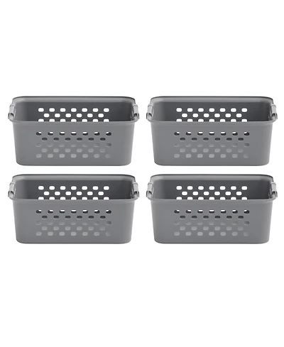 Iris Usa Medium Organizer Storage Basket, Gray, Pack of 4
