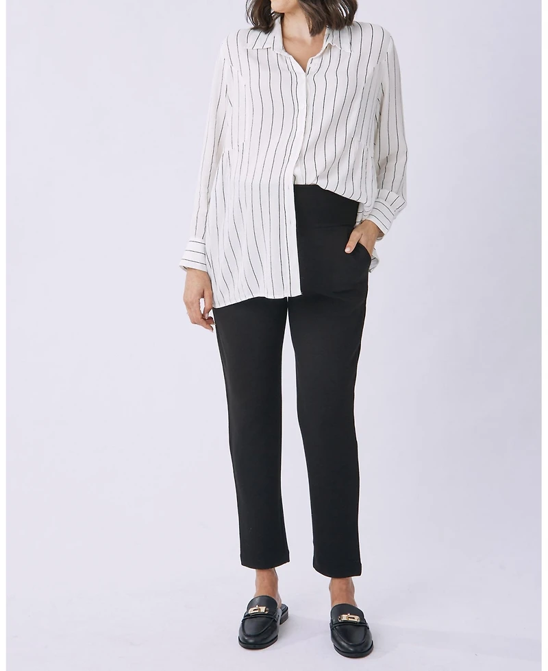 Angel Maternity Alana Relaxed Ponti Black Work Pants - Ankle or Full Length